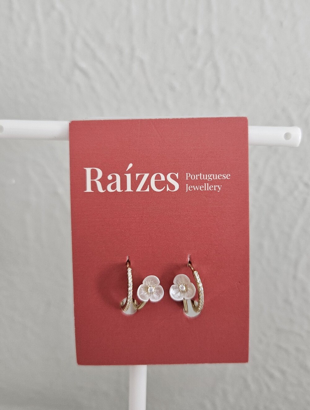 NWT Raizes Portuguese Jewellery Floral And Gold Dual Huggie Hoops